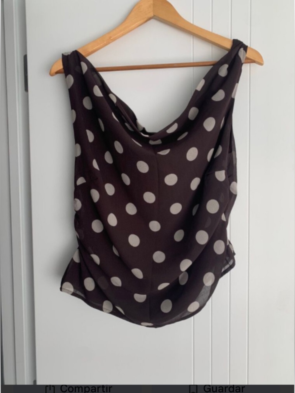 Vibe Brown Top with Light Pink Polka Dots and Scarf Tie